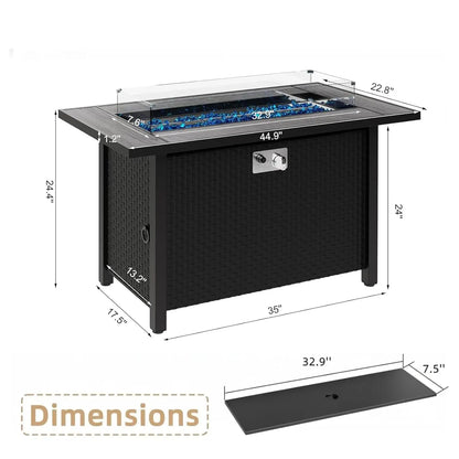 45 Inch Propane Fire Pit Table, 50,000 BTU Outdoor Gas Fire Pit for Patio &amp; Backyard, 2-in-1 Firepit Dining Table, Customized