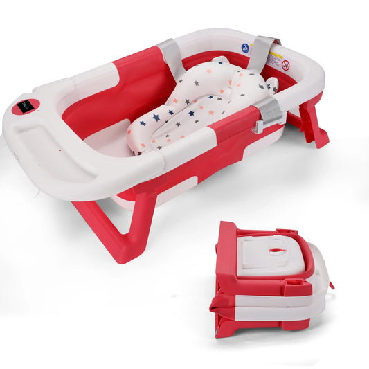 Baby Bathtub With Soft Cushion And Thermometer Portable Tub