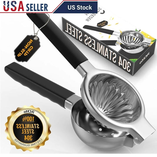 Stainless Steel Lemon Squeezer Citrus Juicer Manual Press with Silicone Handles High Juice Extraction Easy Clean Kitchen Tool