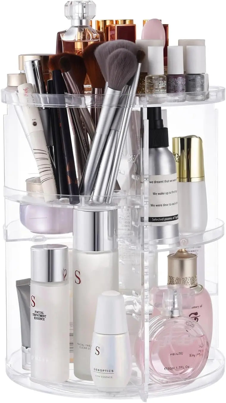360° Rotating Makeup Organizer With 7 Trays Cosmetic Storage