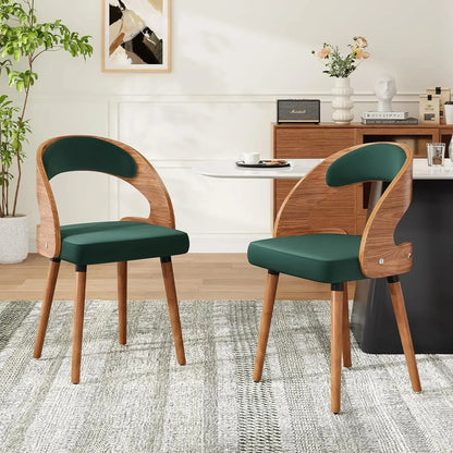 Modern Wood Dining Chairs Set of 4 Upholstered with Curved Backrest for Kitchen Dining Room Living Room, Customized