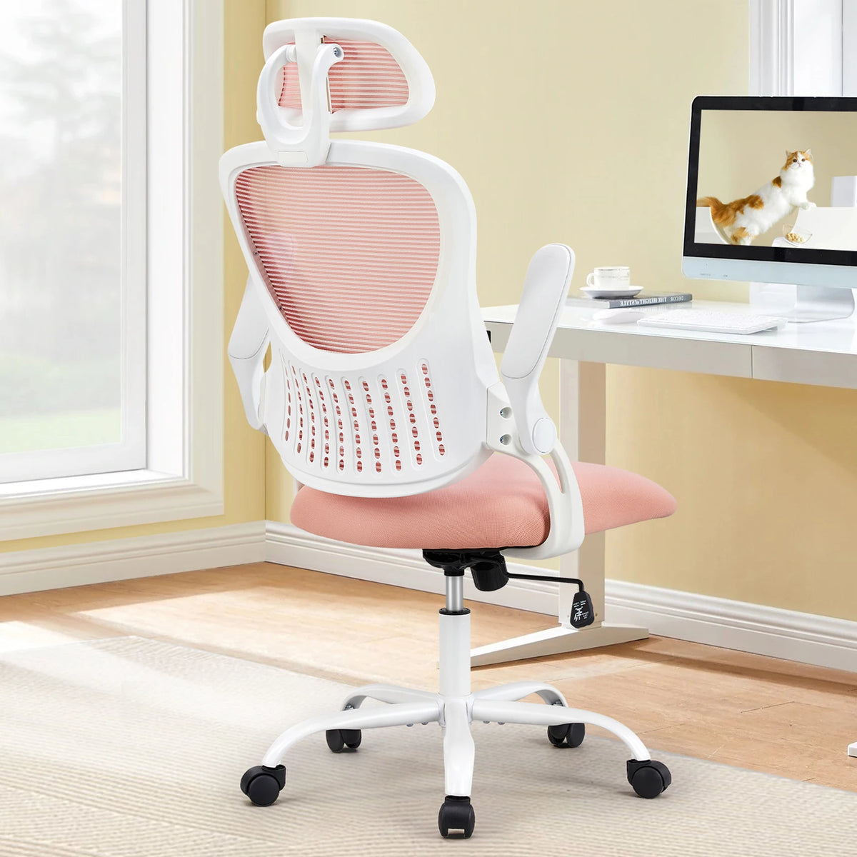 JHK Ergonomic Mesh Office Chair Flip Up Arms Lumbar Support