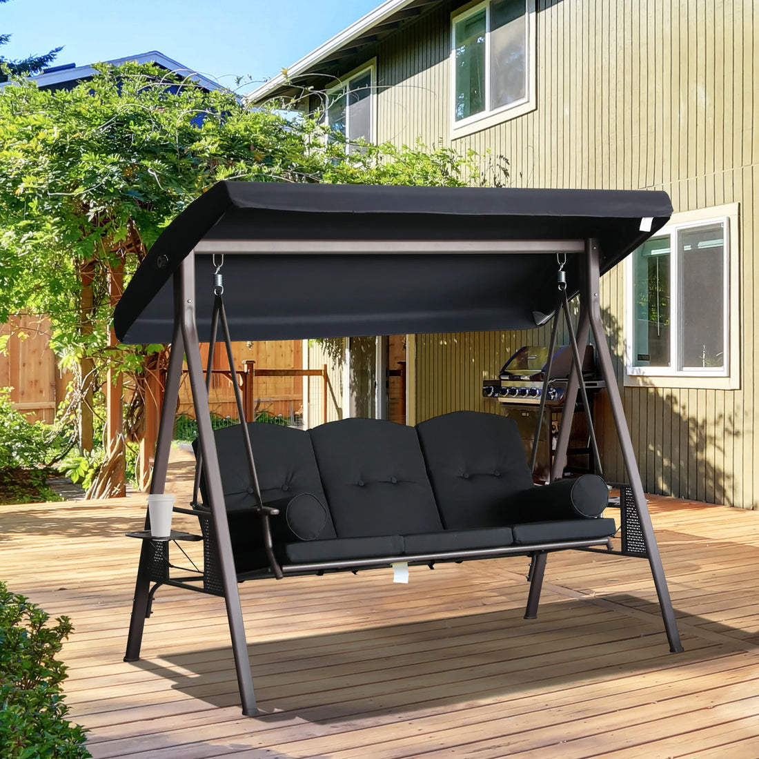 Outsunny Outdoor Canopy Cushioned Patio Glider Swing Bench