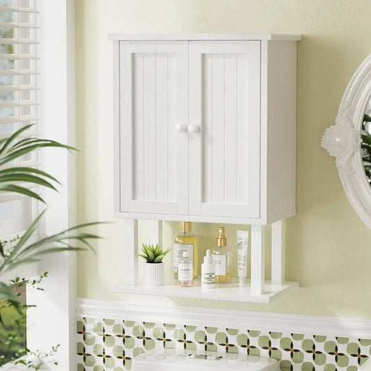 XMSJ Bamboo Bathroom Wall Cabinet Over Toilet With Adjustable Shelves