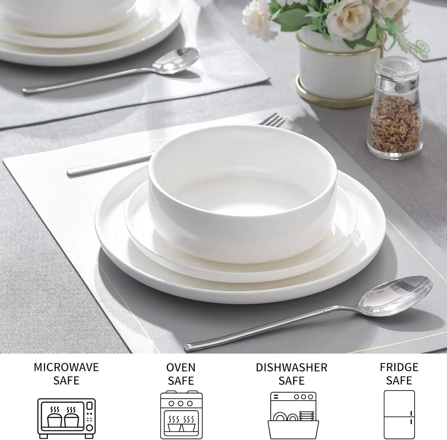 12-Piece Porcelain Dinnerware Set for 4 Microwave and Dishwasher Safe