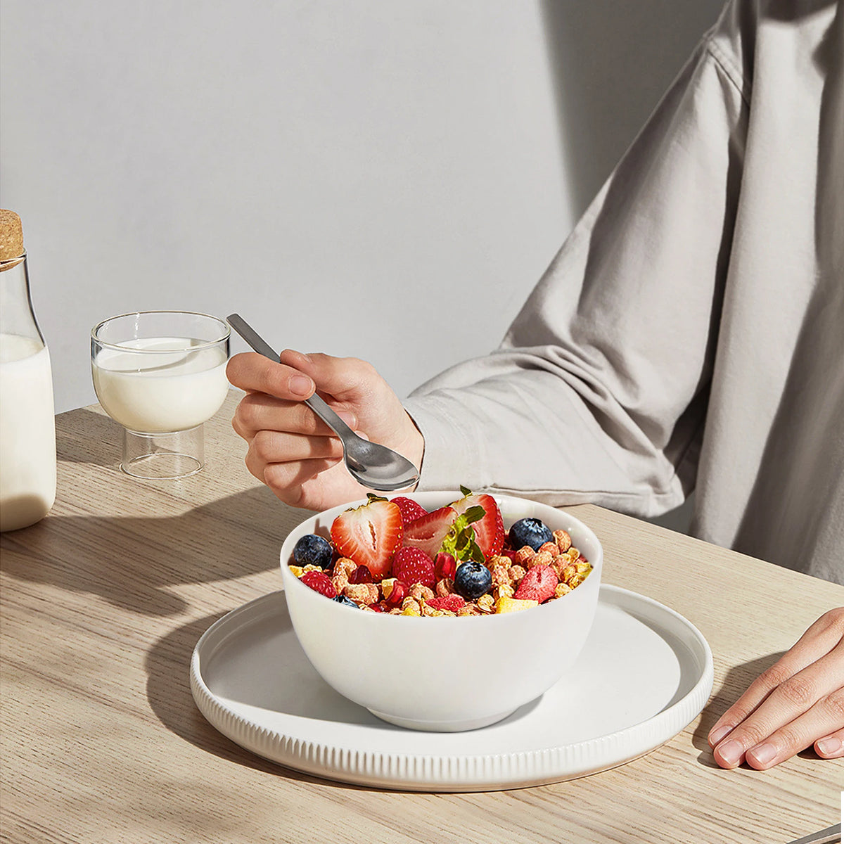 10 Ounce Porcelain Bowls Set 8 Pack Premium White Ceramic Bowls for Cereal, Soup, Salad, Pasta, Microwave &amp; Dishwasher Safe