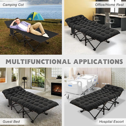 2PK XXL Camping Cot for Adults 900LBS - 78"×32" Oversized Folding Bed with Mattress Pad, Heavy Duty 1200D Oxford, Customized