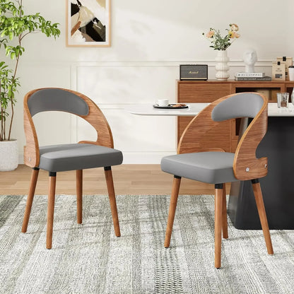 Modern Wood Dining Chairs Set of 4 Upholstered with Curved Backrest for Kitchen Dining Room Living Room, Customized