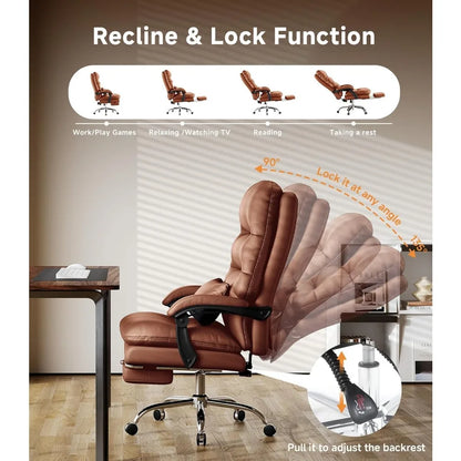 Office Chair, Big and Tall Office Desk Chair, Ergonomic Office Chair, 400LBS PU Leather Computer Chairs, Executive Chair with Fo