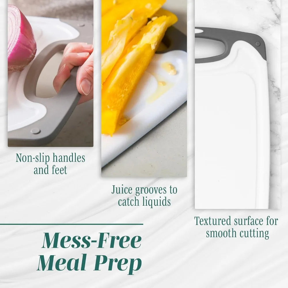 Cutting Boards for Kitchen - BPA-Free Chopping Board - Different Sizes &amp; Non Slip Handles - Reversible, Large Cutting Board Set