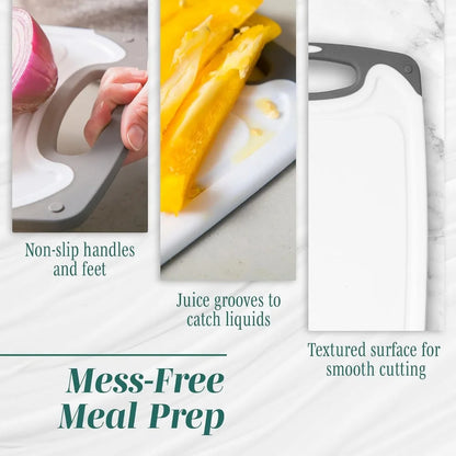 Cutting Boards for Kitchen - BPA-Free Chopping Board - Different Sizes &amp; Non Slip Handles - Reversible, Large Cutting Board Set