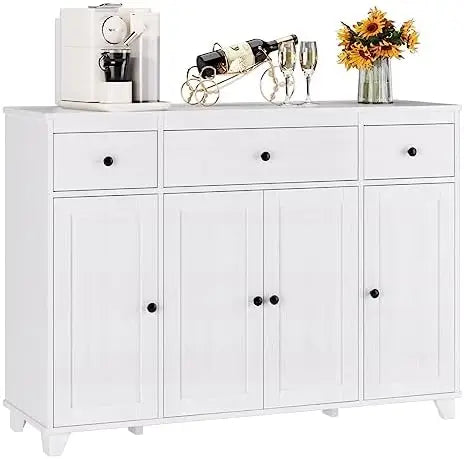 Charge Unit Buffet Cabinet With 3 Drawers And 4 Shelves