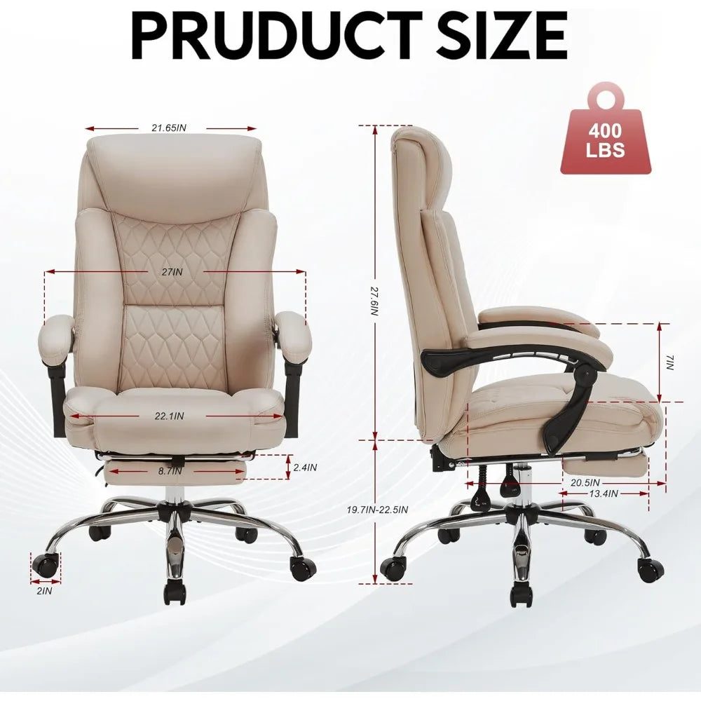 HUANZHUANG Reclining Executive Office Chair With Foot Rest