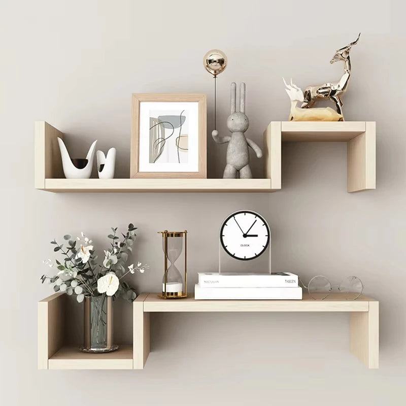 2 PCS floating shelf, partition, wall shelf, reinforcement board, strong load-bearing capacity, simple installation, can be used
