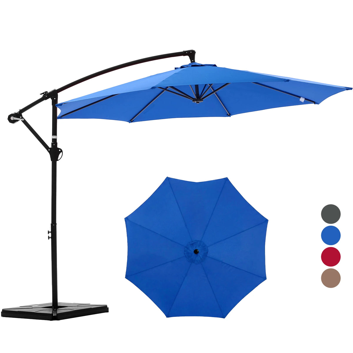 JHK Outdoor Offset Cantilever Patio Umbrella With Base And Tilt
