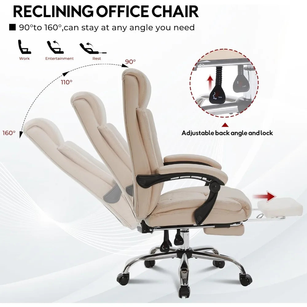 HUANZHUANG Reclining Executive Office Chair With Foot Rest