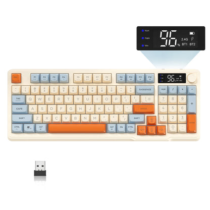 ZIYOU LANG Wireless Gaming Keyboard with Display Screen &amp; Knob, Bluetooth/2.4GHz Quiet Membrane Keyboard, 3000mAh Rechargeable