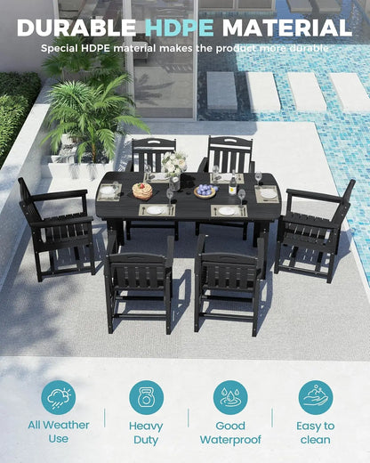 7-Piece Patio Table and Chairs Set with Umbrella Hole, All-Weather Patio Dining Sets for 6, Outdoor Dining Set