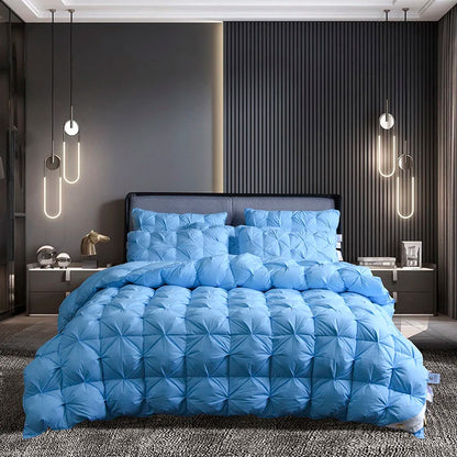 White Goose Down Duvet Warm Winter Thick 3D Bread Comforter Pinch Pleated Blanket Filling for Single Double Couple Bed Quilts