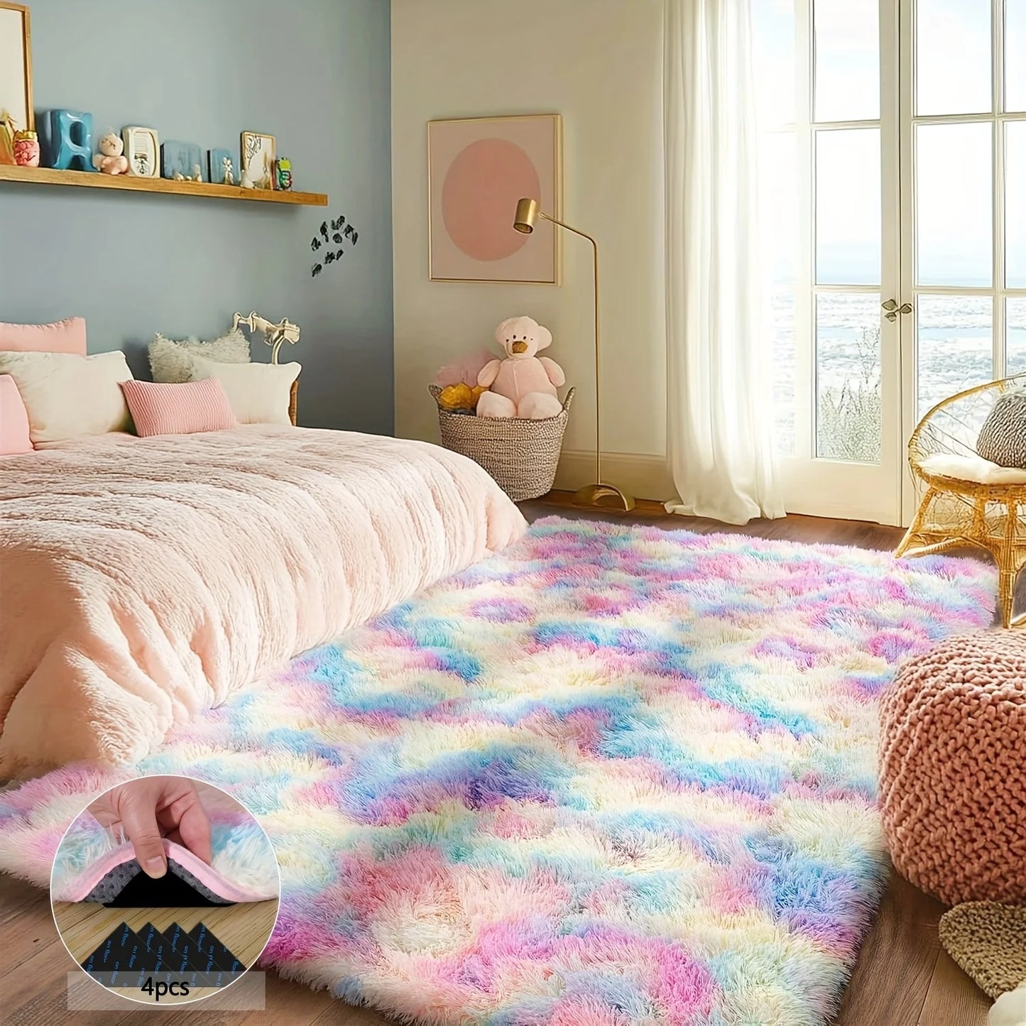 AUBUSSON Shaggy Non Slip Room Rug For Living Room