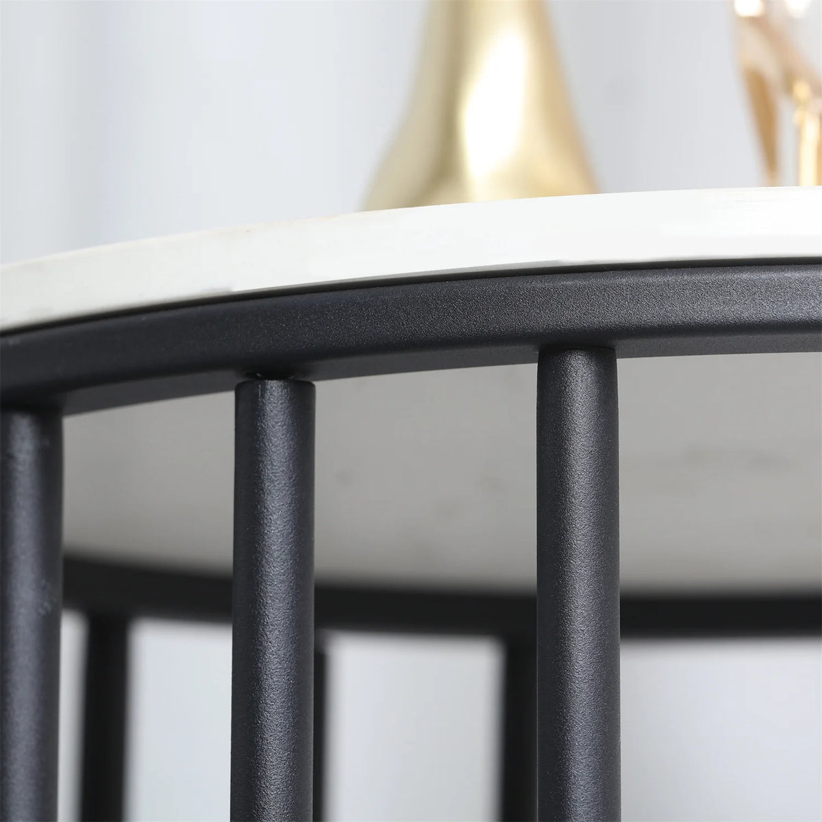Wisfor Two Tier Sintered Stone End Table with Metal Frame