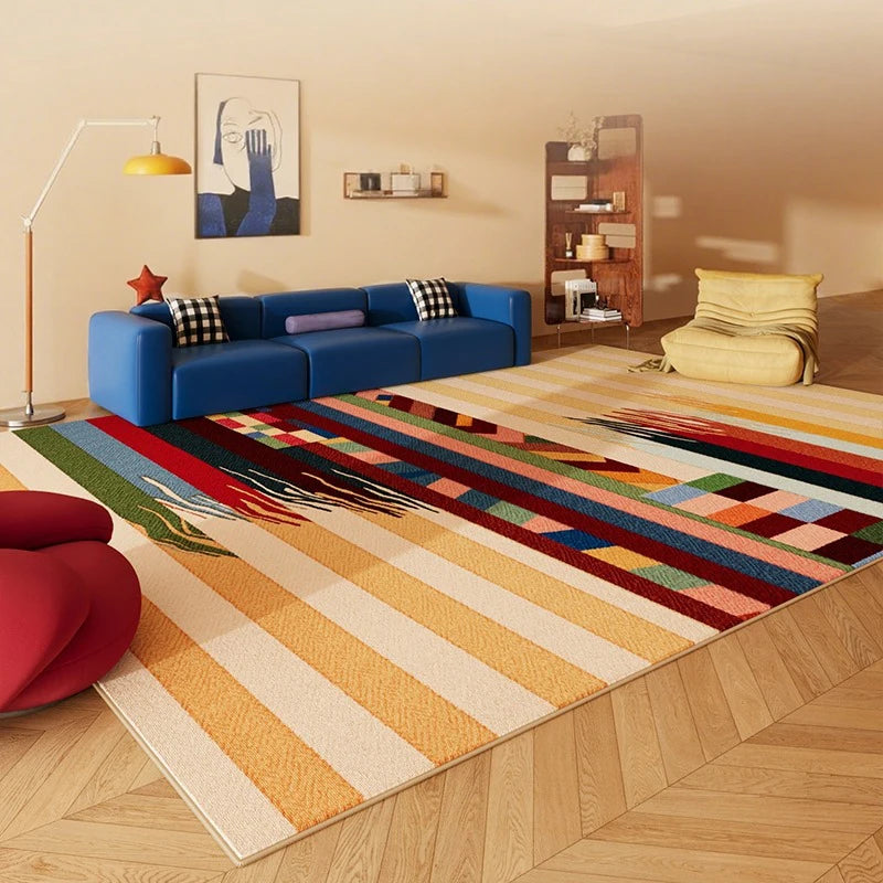Minimalist Creative Dopamine Geometric Pattern Living Room Carpet Bedroom Room Floor Rugs Home Easy Repair Sofa Coffee Table Mat