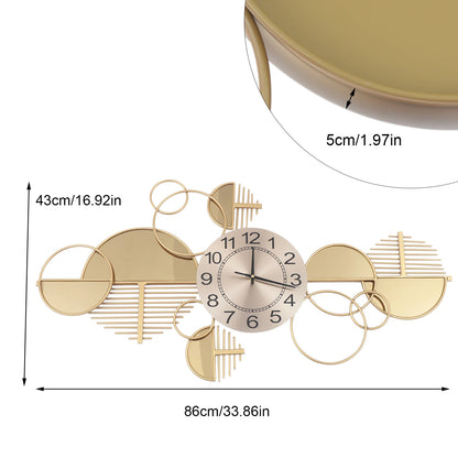 Creative Modern Metal Wall Clock,Battery Operated Silent,Minimalist Clock,Decorative Clock for Living Room, Bedroom, Gold