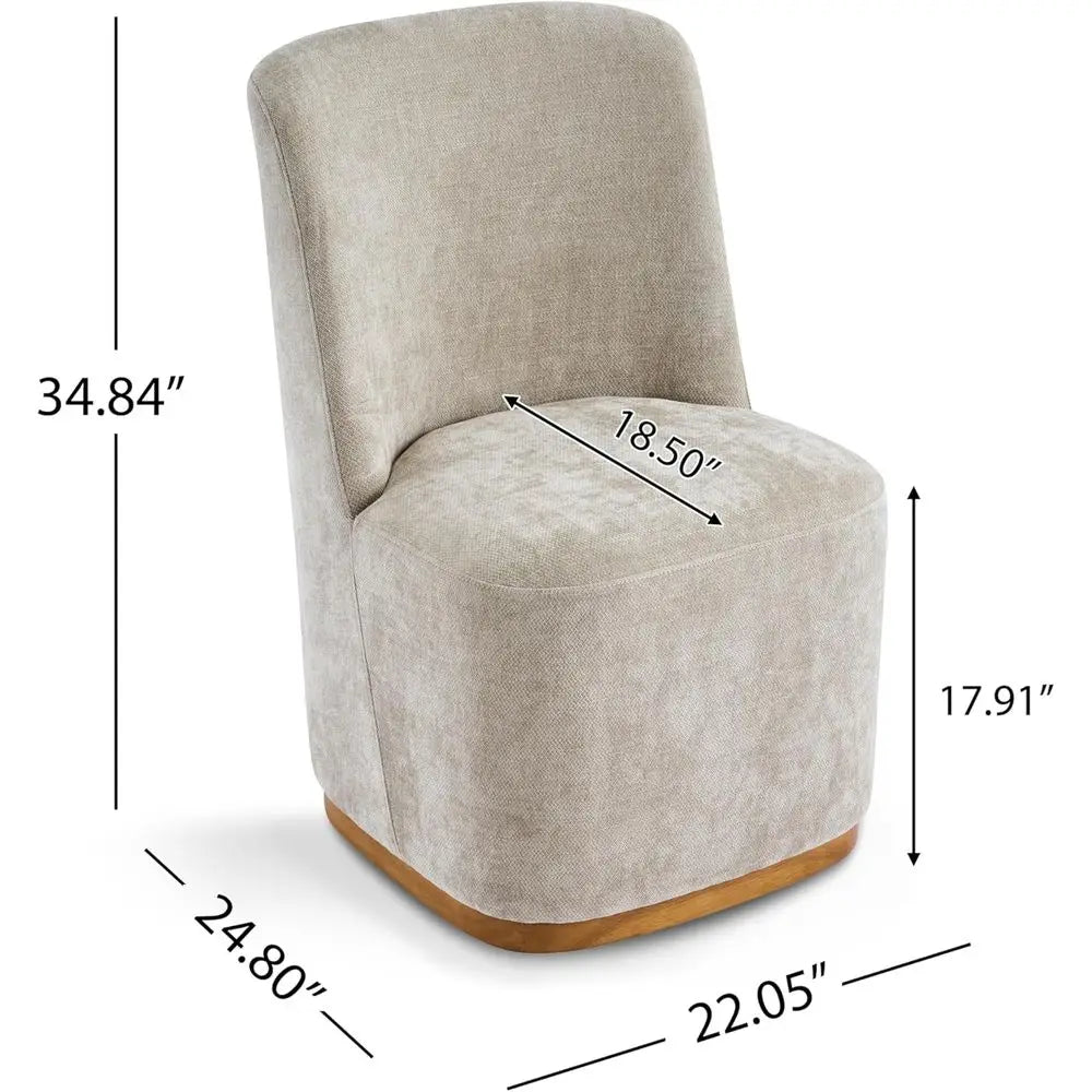 Lucy Chenille Upholstered Dining Chairs Set o 2, Sturdy Wooden Dining Chair with Pedestal Base, ern Kitchen Chairs with Solid Ba