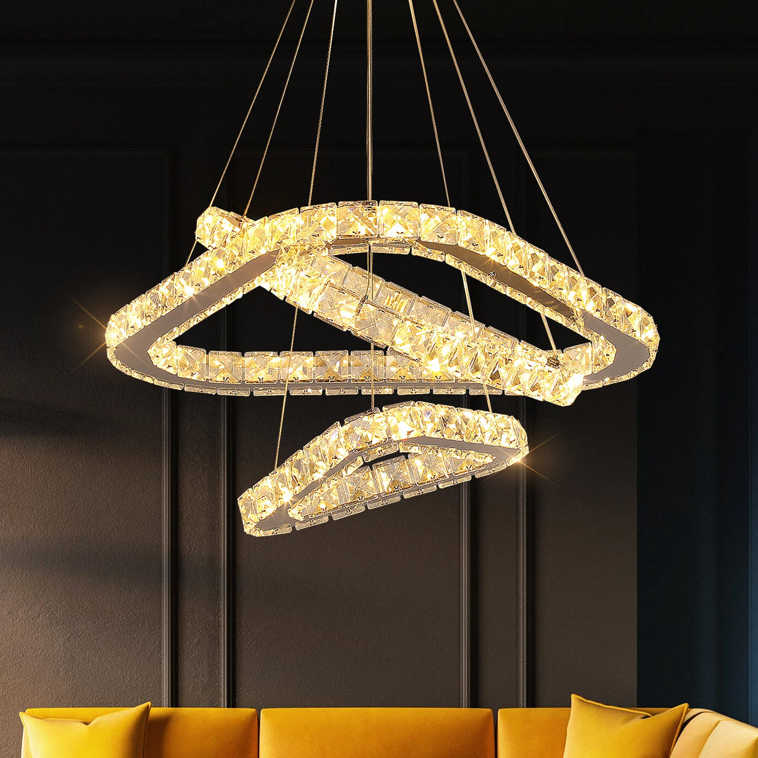 Luxury K9 Crystal Led Modern Pendant Light Chandelier DIY Shape Nordic Ceiling Lamp Lustre Living Dining Room Hang Decor Fixture