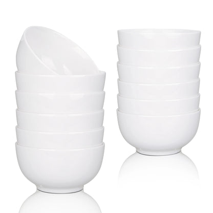 10 Ounce Porcelain Bowls Set 8 Pack Premium White Ceramic Bowls for Cereal, Soup, Salad, Pasta, Microwave &amp; Dishwasher Safe