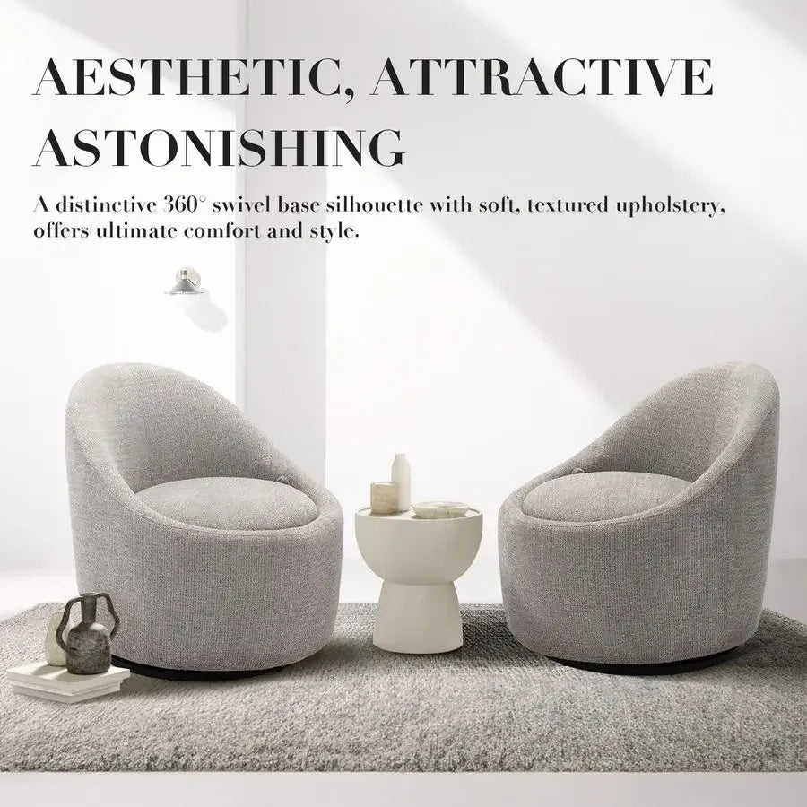 Swivel Accent Chair Set of 2, 360 Swivel Round Chair with Hidden Storage, Modern Small Barrel Armchair for Living Room Bedroom,