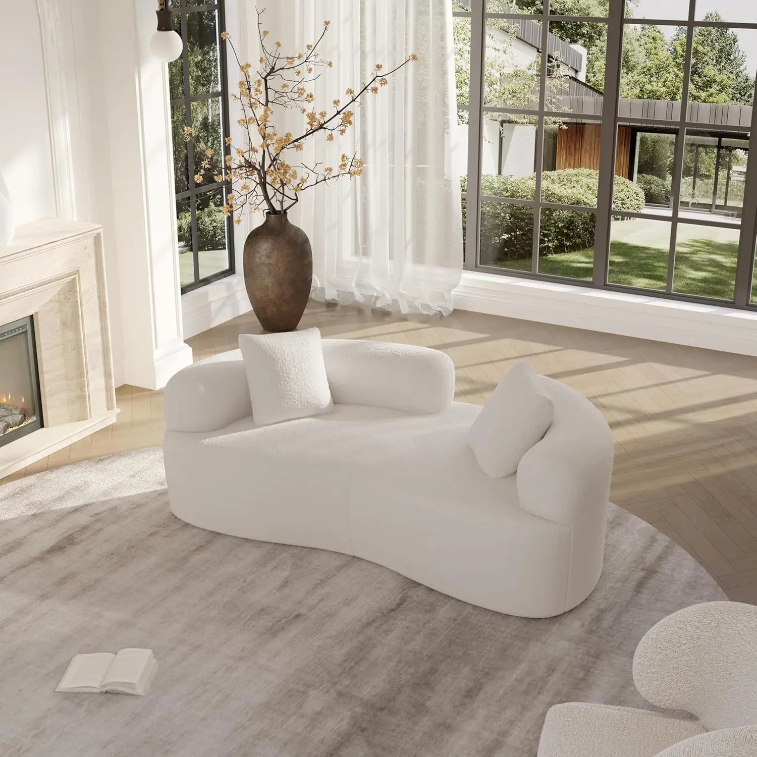 66.93 Inch Curved Loveseat Sofa with High - Density Foam Cushion, Full Compression Modular 2-Seater Couch, No Assembly