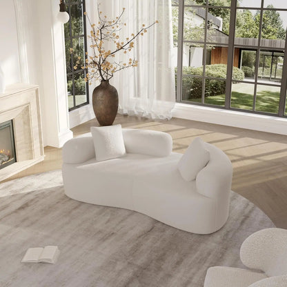 66.93 Inch Curved Loveseat Sofa with High - Density Foam Cushion, Full Compression Modular 2-Seater Couch, No Assembly