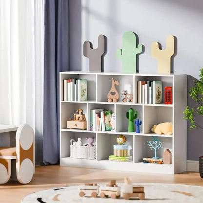 Limited-time promotionCustomizable White Bookshelf, 3-Tier Open Shelf Bookcase, 10 Cube Storage Organizer with Anti-Tilt Device