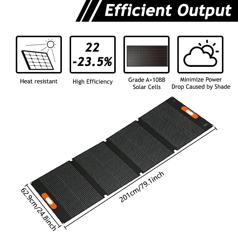 200W Portable Solar Panel 100W IP68 Waterproof Foldable Solar Panel Power Supply Backup Solar Charger Power Station RV Camping