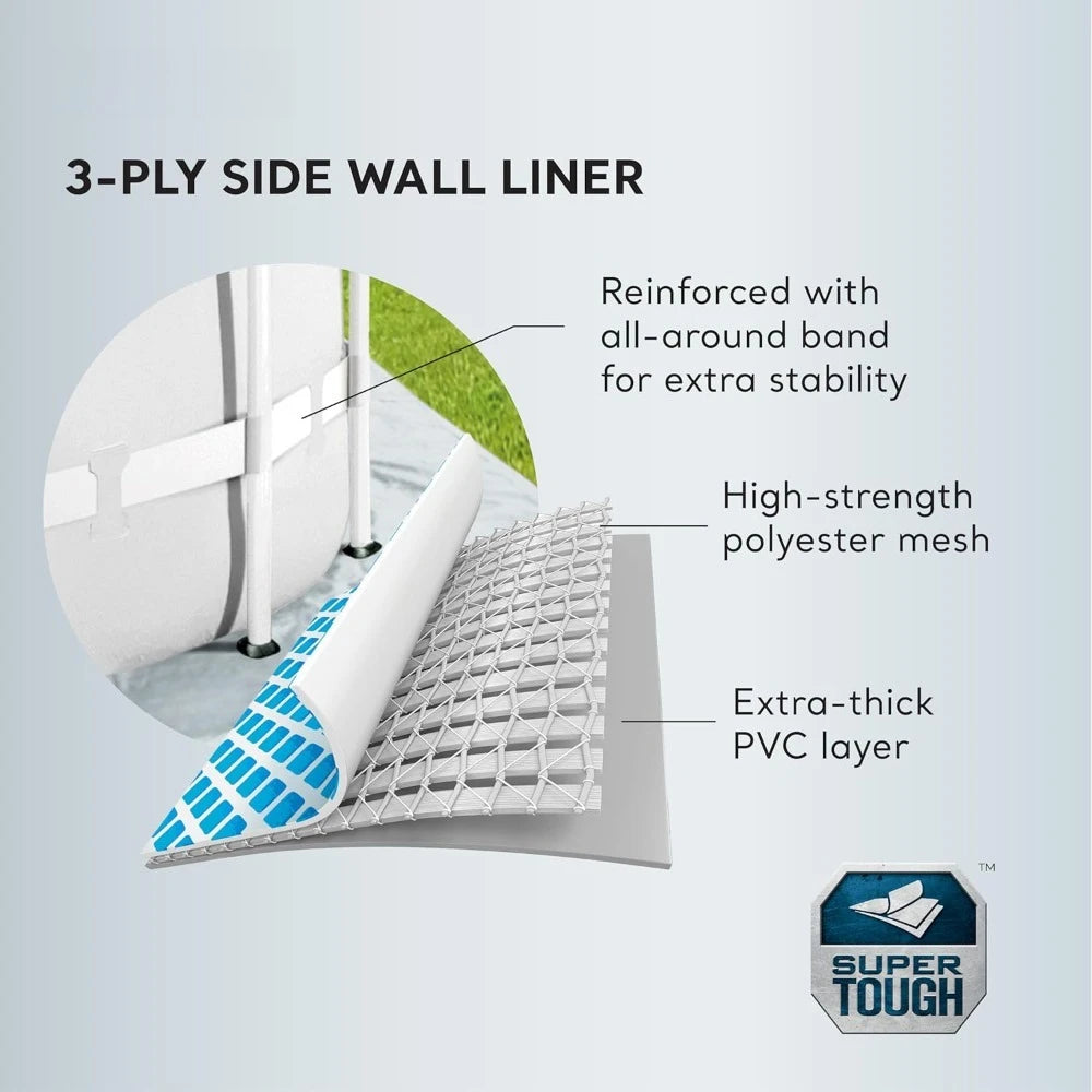 15ft x 42in Prism Frame Above Ground Swimming Pool Set with Filter, Ladder, Cover, Ground Cloth, and Robot, Customized