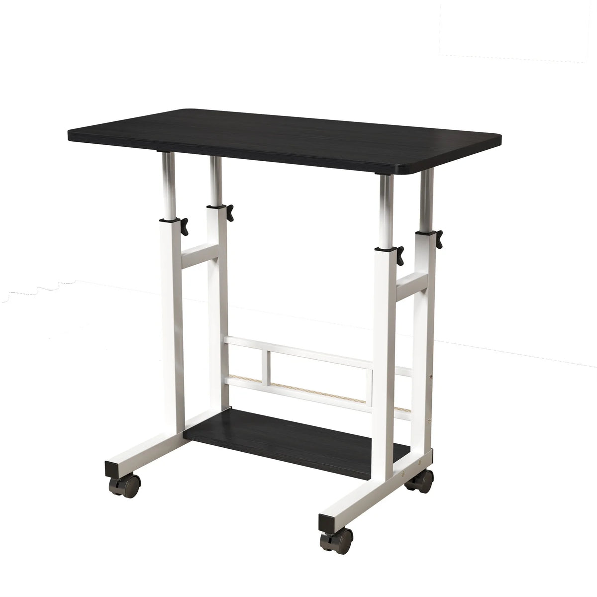 HiMISS Adjustable Height Mobile Standing Desk With Storage Basket