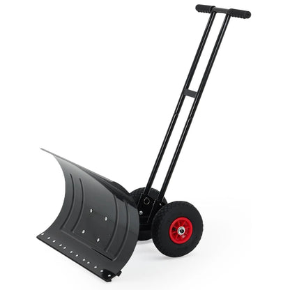 HiMISS Heavy Duty Wheeled Snow Shovel With Adjustable Angled Blade
