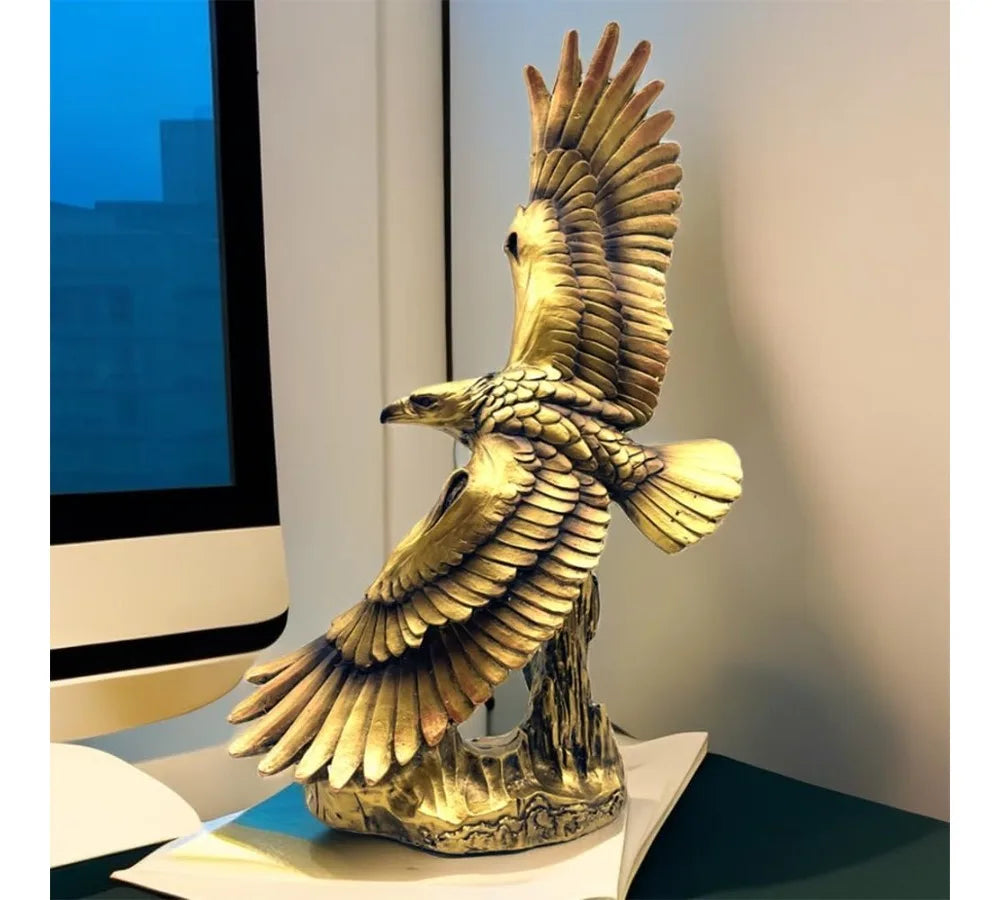 13 Inch Bronze Eagle Statue Sculpture Figurine Home Office Desktop Decoration Gift for Collectors