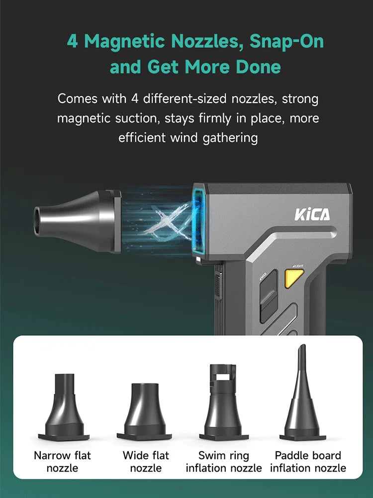 KICA Jetfan Ultra 45m/s Compressed Air Duster Electric Blower LED Lights Portable Cordless 116000 RPM Rechargeable , 4000mAh