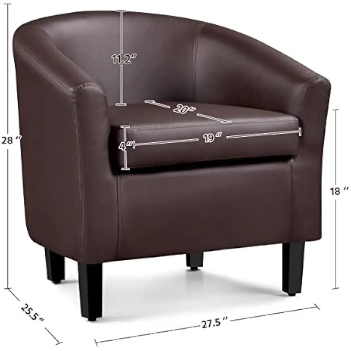 Modern Faux Leather Barrel Accent Chairs for Living Room Furniture
