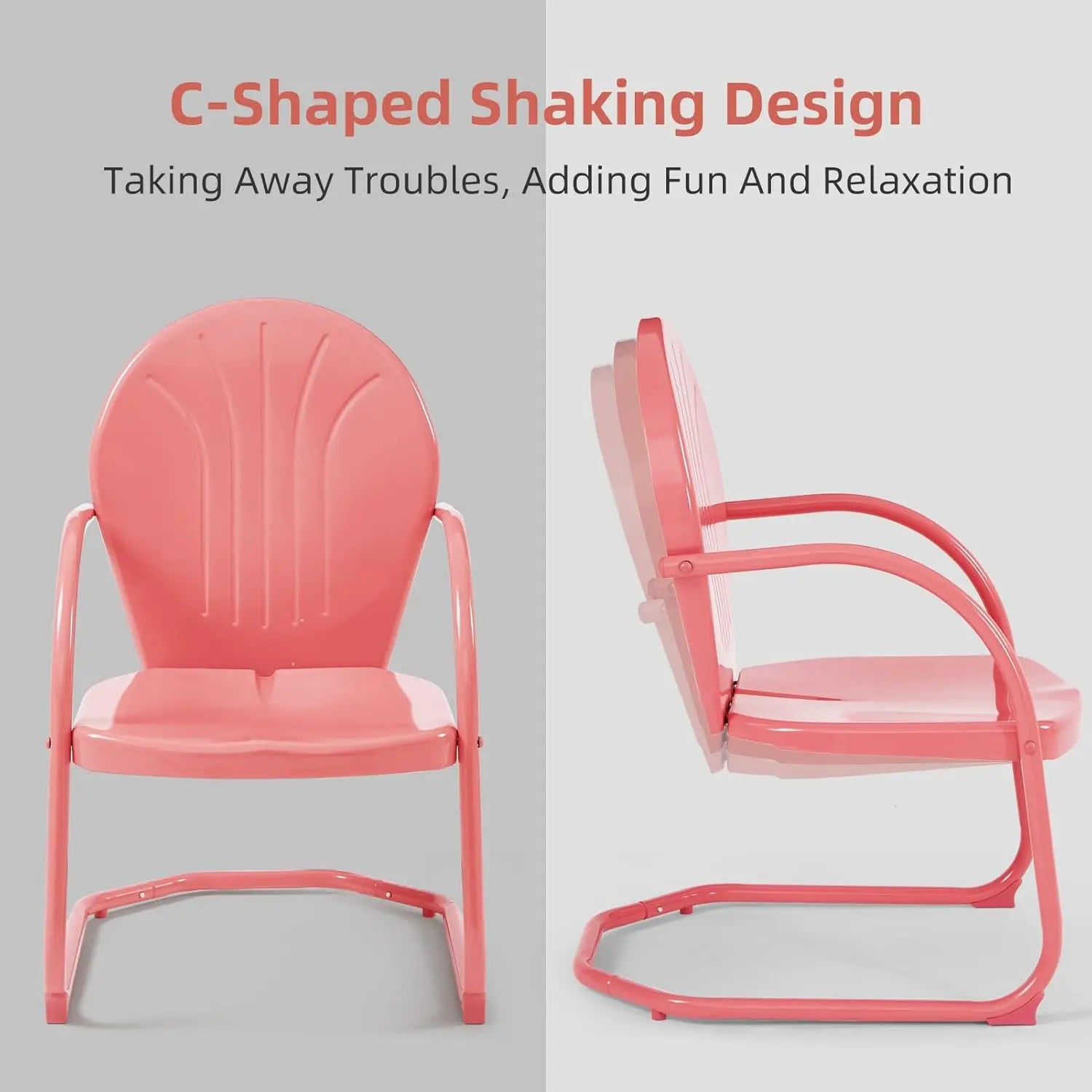 Patio Bistro Set Retro Metal Outdoor Seating Conversation 3 Pieces, 2 C-Spring Motion Armchairs and Round Side Table, for Porch,