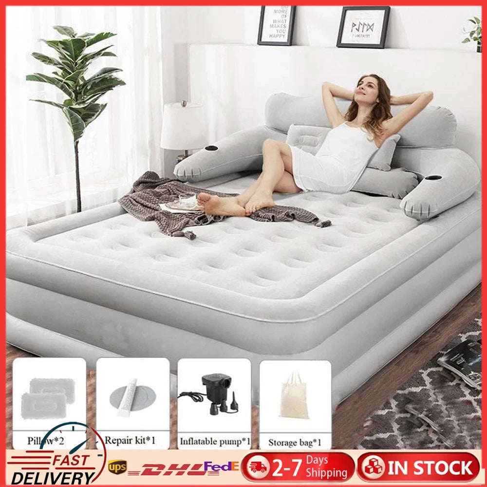 Queen Size Air Mattress Sofa Bed for Outdoor Indoor Portable Inflatable Couch High Quality Camping Rest Folding Mattress