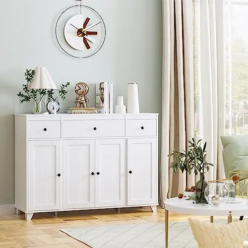 Charge Unit Buffet Cabinet With 3 Drawers And 4 Shelves