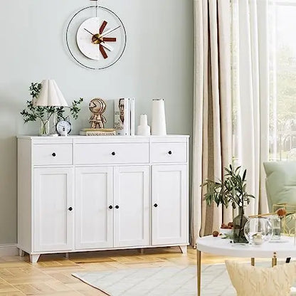 Charge Unit Buffet Cabinet With 3 Drawers And 4 Shelves
