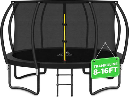 8FT 10FT 12FT 14FT 16FT, Recreational Trampolines with Enclosure Net and Ladder, Outdoor Anti-Rust Trampolines for Kids and