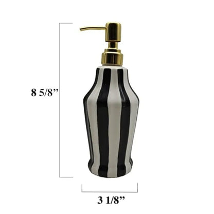 Tuscany Embossed Hand Painted Ceramic 4-Piece Bathroom Accessories Set in Striped White/Black with Premium Texture and Elegant