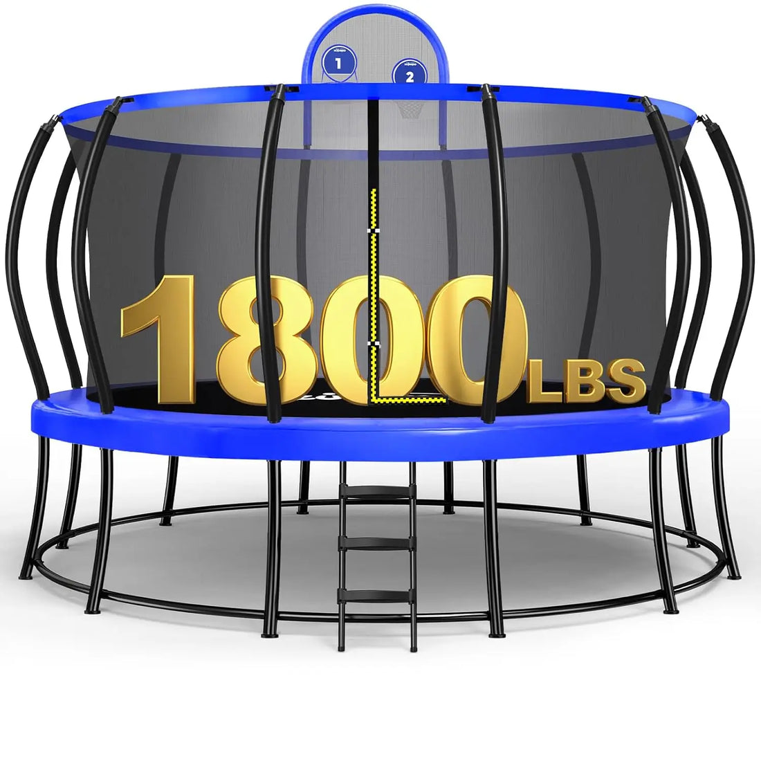 1800LBS Capacity No-Gap Design 16 15 14 12FT Trampoline with Safety Enclosure Net and Non-Slip Ladder 10-Year, Customized