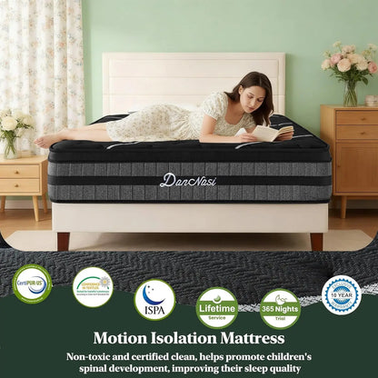 14Inch Hybrid King Mattress 7Zone Pocket Spring Cooling Gel Foam Dual Support Motion Isolation Medium Firm Customized