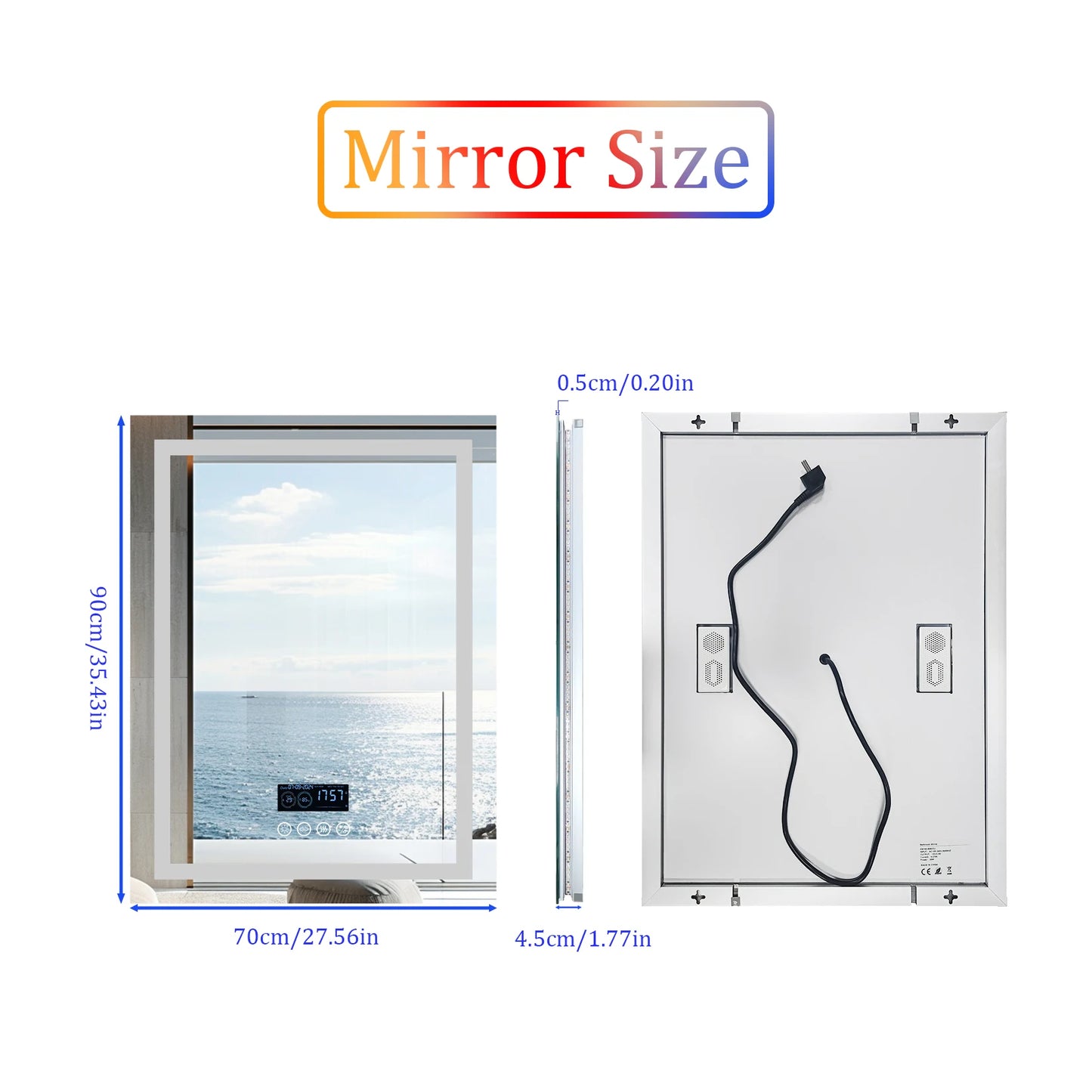 LUVODI Large Illuminate Bluetooth Bathroom Mirror Time Display LED Lighted Full Length Dressing Mirror